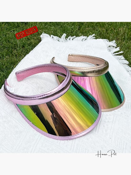 2 Pack Clip-on Sun Visor Hats Clear Iridescent Outdoor Sport Caps main image 4